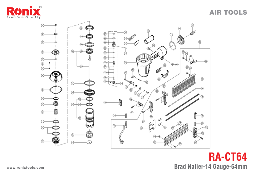 قطعات میخکوب بادی رونیکس مدل RA-CT64 قطعات میخکوب بادی رونیکس مدل RA-CT64