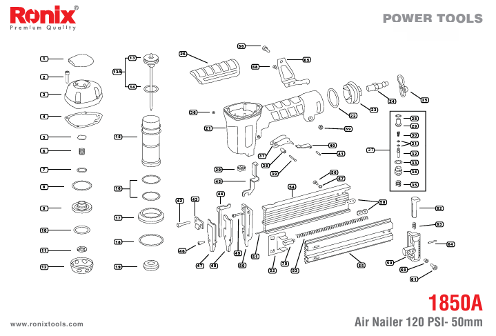 قطعات میخکوب بادی رونیکس مدل 1851A قطعات میخکوب بادی رونیکس مدل 1851A