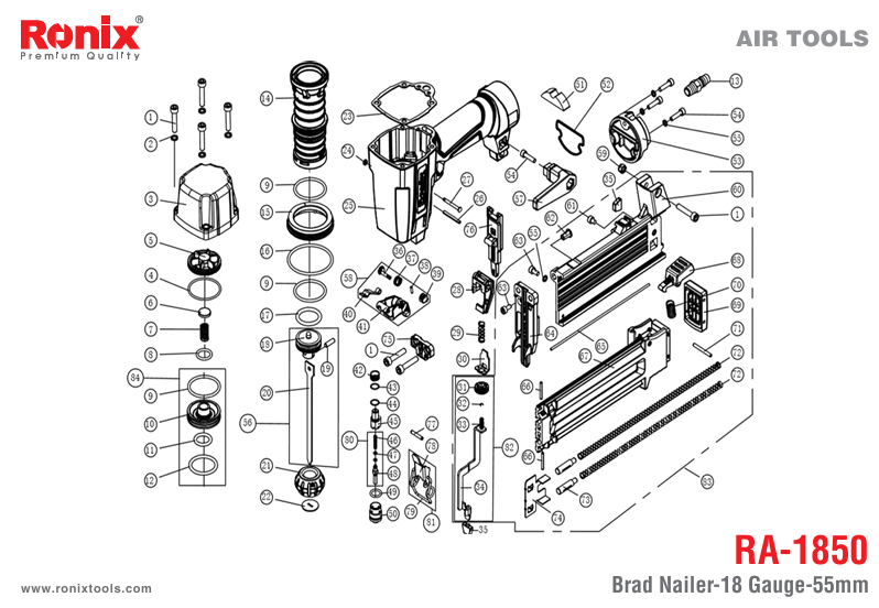 قطعات میخکوب بادی رونیکس مدل RA-1850 قطعات میخکوب بادی رونیکس مدل RA-1850