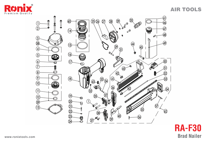 قطعات میخکوب بادی رونیکس مدل RA-F30 قطعات میخکوب بادی رونیکس مدل RA-F30