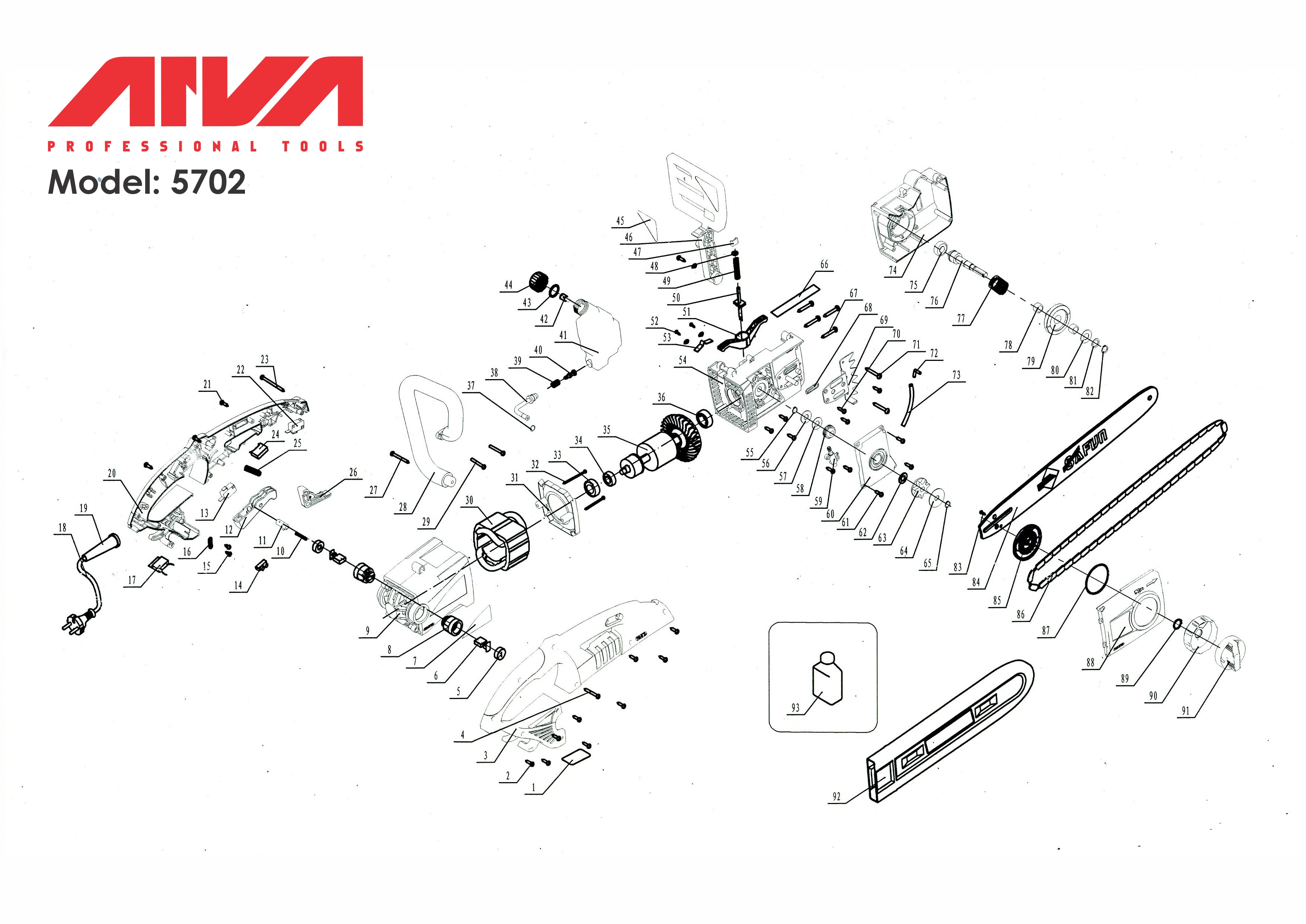 قطعات اره زنجیری اروا 5702 قطعات اره زنجیری اروا 5702