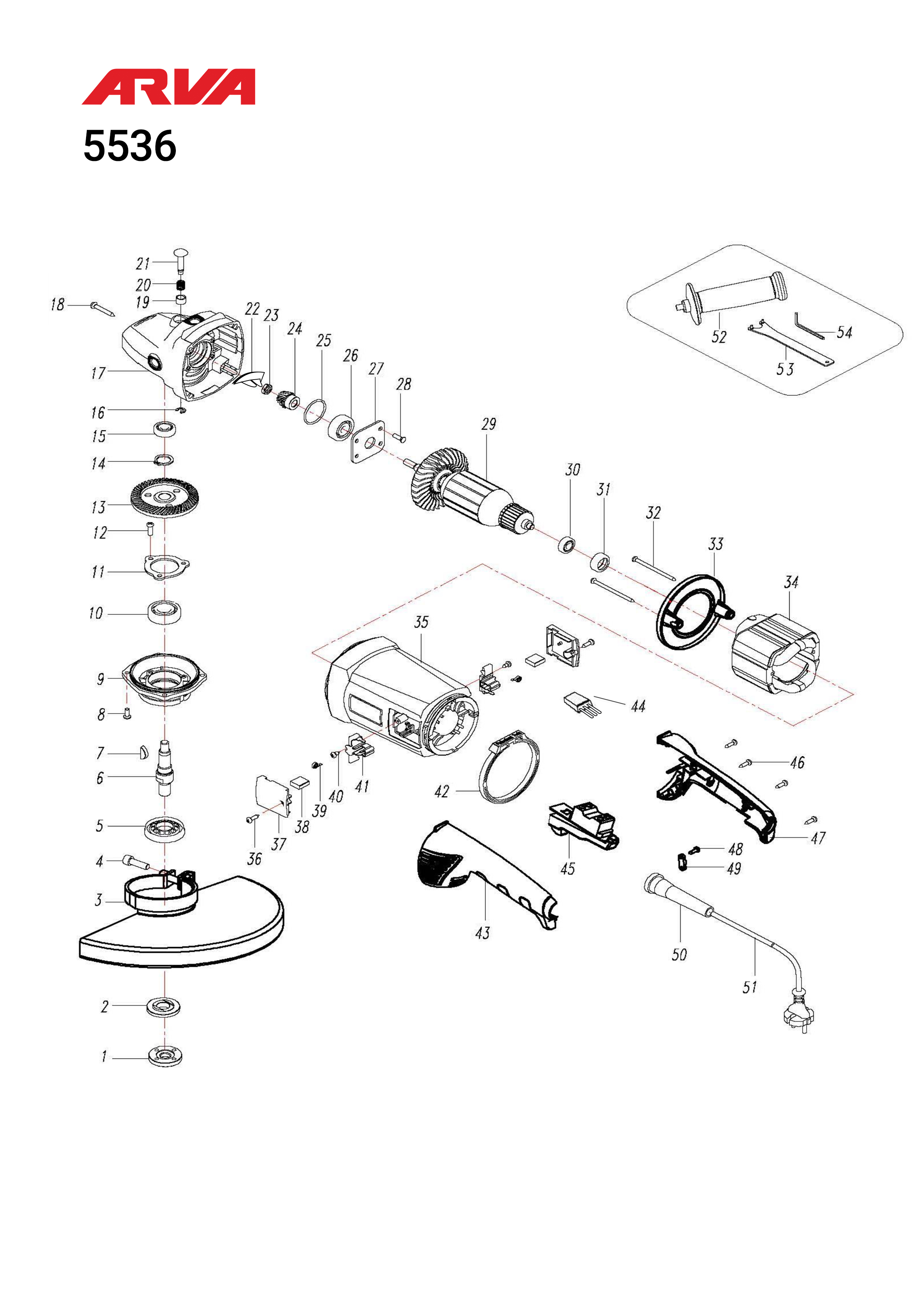 قطعات فرز سنگبری اروا مدل 5536 قطعات فرز سنگبری اروا مدل 5536