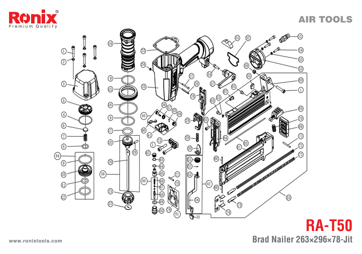 قطعات میخکوب بادی رونیکس مدل RA-T50 قطعات میخکوب بادی رونیکس مدل RA-T50