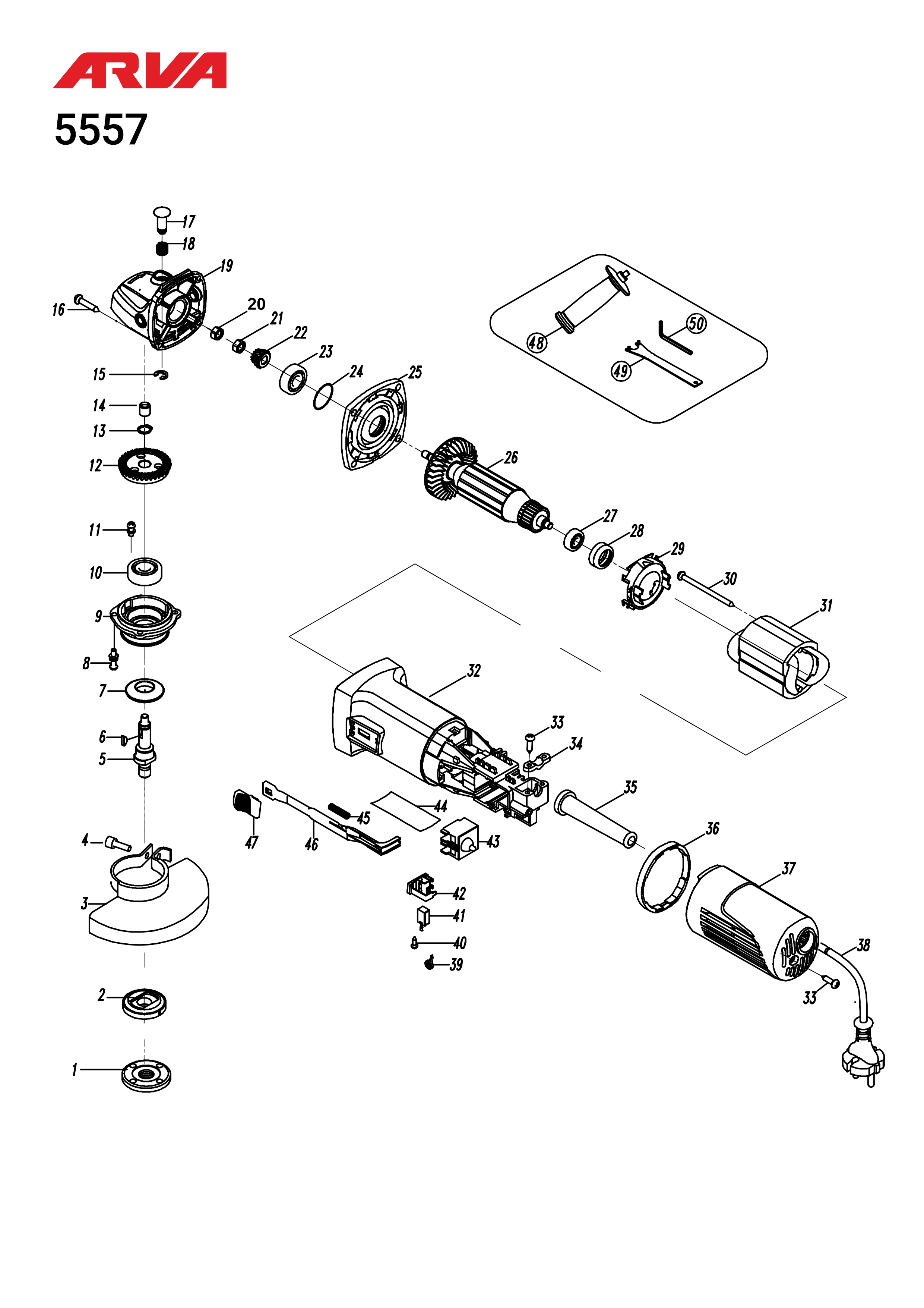 قطعات مینی فرز اروا مدل 5557 قطعات مینی فرز اروا مدل 5557