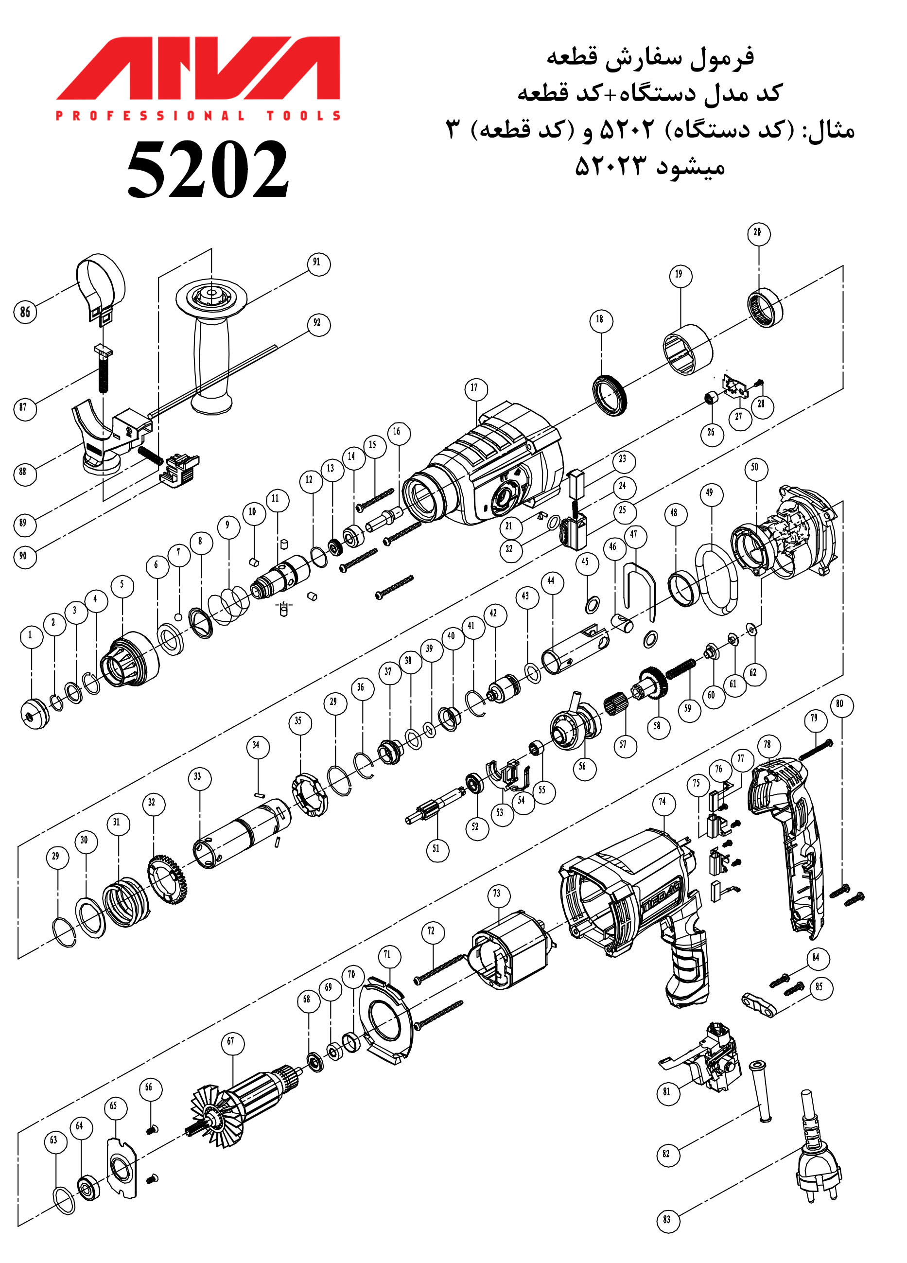 قطعات پیکور اروا مدل 5202 قطعات پیکور اروا مدل 5202