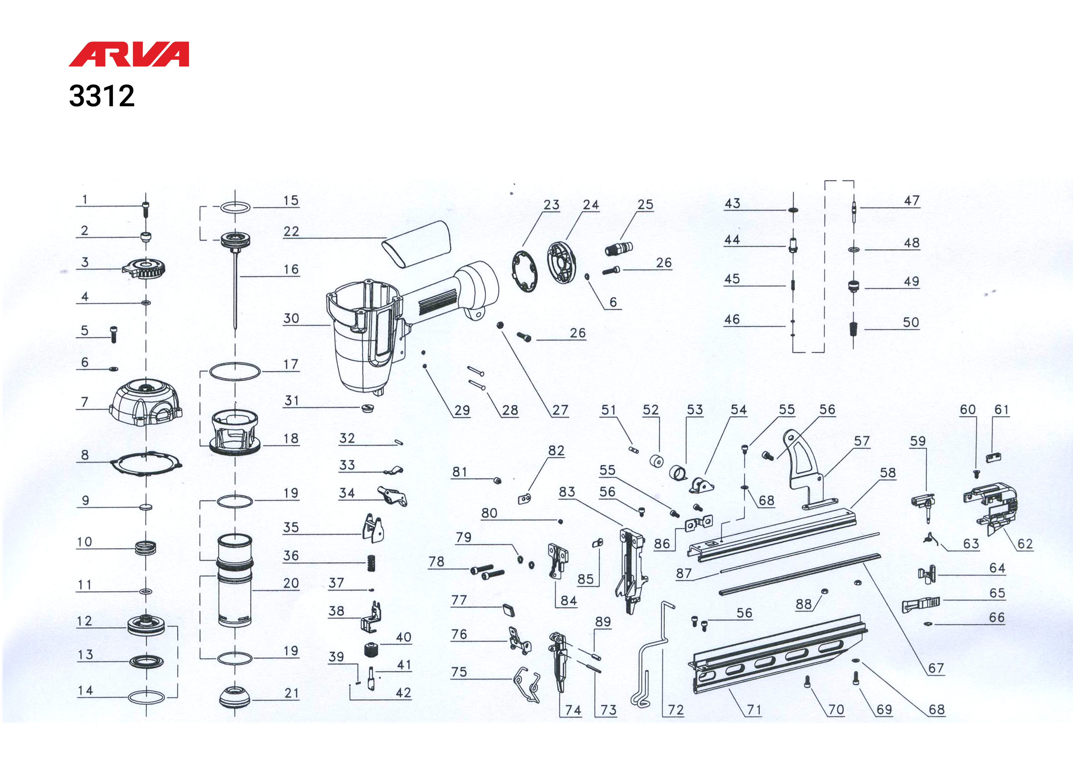 قطعات میخکوب اروا 3312 قطعات میخکوب اروا 3312